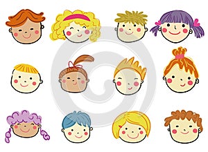 Group of children face collection