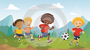 illustration of a group of children having fun playing with a ball