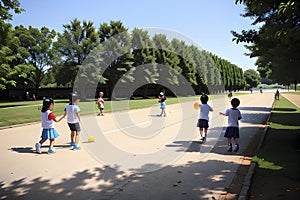 Illustration of group children play in nature