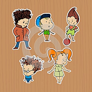 Illustration of a group children stickers