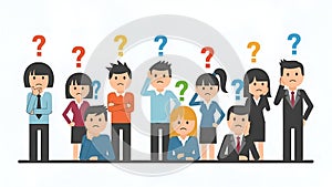 Confused People with Questions. Problem Solving, Uncertainty.