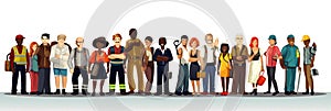 Illustration of Group of Diverse Multiethnic People with Different Jobs