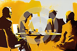 Illustration of group of people having business meeting in the office