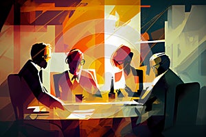 Illustration of group of people having business meeting in the office
