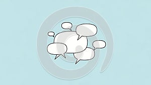 Speech Bubbles Group, Communication Concept, White on Blue