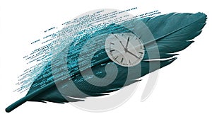Feather and Clock with Digital Code