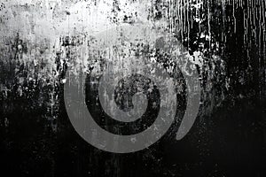 Grunge black and white background with paint splashes and cracks