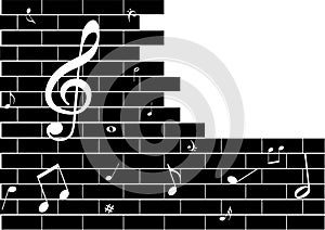 Illustration of a grunge graffiti with music notes