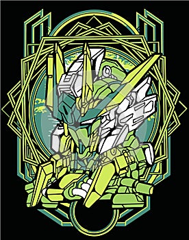 Illustration of gundam robot sacred geometry