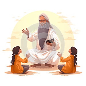 Illustration Guru Purnima celebrated by Hindus and Buddhists to thank their teachers. Ai Generated