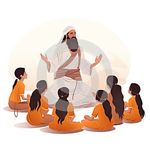 Illustration Guru Purnima celebrated by Hindus and Buddhists to thank their teachers. Ai Generated