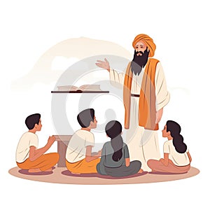 Illustration Guru Purnima celebrated by Hindus and Buddhists to thank their teachers. Ai Generated