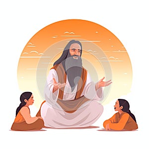 Illustration Guru Purnima celebrated by Hindus and Buddhists to thank their teachers. Ai Generated