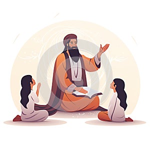 Illustration Guru Purnima celebrated by Hindus and Buddhists to thank their teachers. Ai Generated