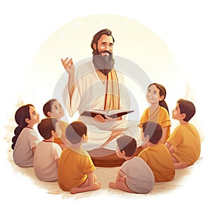 Illustration Guru Purnima celebrated by Hindus and Buddhists to thank their teachers. Ai Generated