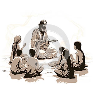 Illustration Guru Purnima celebrated by Hindus and Buddhists to thank their teachers. Ai Generated