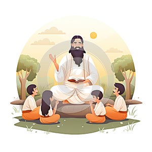 Illustration Guru Purnima celebrated by Hindus and Buddhists to thank their teachers. Ai Generated