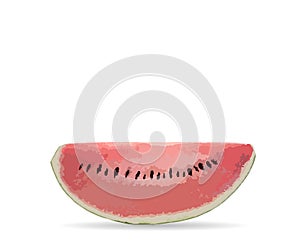 Illustration, half a watermelon, red meat.