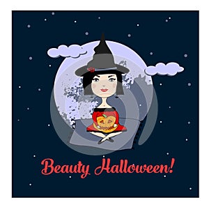 Illustration for Halloween / cute witch