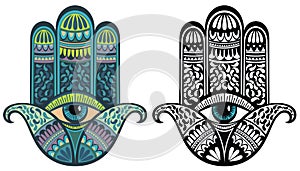 Vector element for your sketch of Hamsa . Buddhas hand logo icons photo