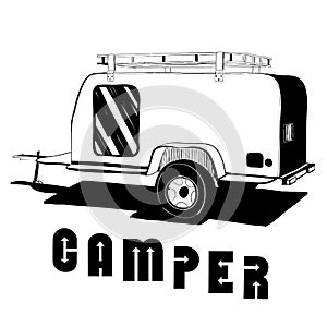 Illustration of Hand Drawn, doodle Camper