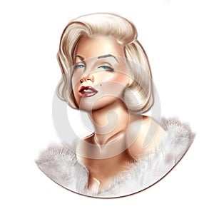 Illustration - Hand drawn portrait of actress Marilyn Monroe