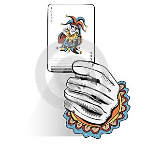 Illustration of hand holding card