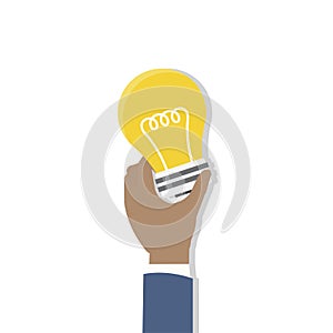 Illustration of hand holding light bulb