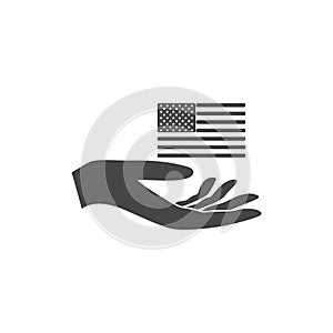 Illustration of a hand offering usa flag