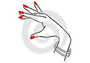 Illustration hand of woman with bracelet