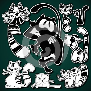 Illustration of handdrawn funkey cats