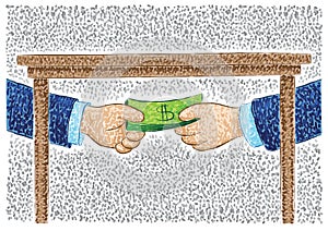 Illustration of hands bribing