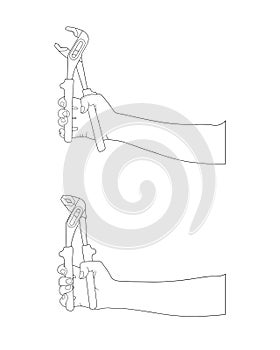 Illustration of hands holding water pump pliers