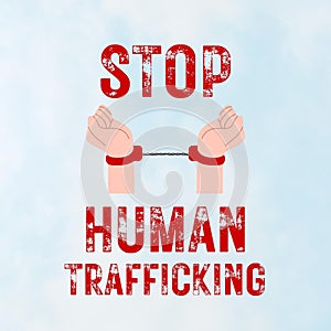 Illustration of Hands with Wrist Tied Together, Stop Human Trafficking, Human Trafficking Concept,