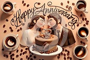 Illustration Happy Anniversary for Coffee Lovers photo