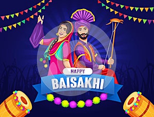 Illustration Of Happy Baisakhi Celebration, greeting card, invitation card, the banner, festival of Punjab India