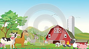 illustration of happy farm animal cartoon