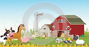 Illustration of happy farm animal cartoon
