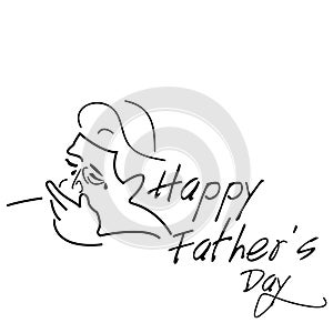 Illustration Happy Father`s Day. Illustration of a father crying, living alone.