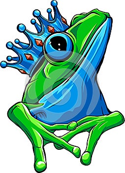 illustration of Happy frog prince vector on white background