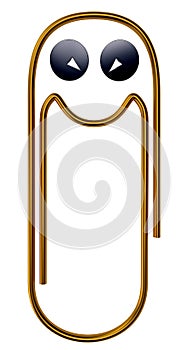 Illustration of happy gold paper clip