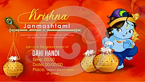 Illustration of happy Janmashtami. Lord Krishna