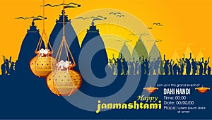 Illustration of happy Janmashtami. Lord Krishna