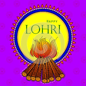 Illustration of Happy Lohri holiday background for Punjabi festival