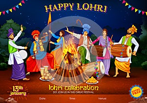 Happy Lohri holiday background for Punjabi festival