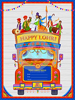 Happy Lohri holiday background for Punjabi festival