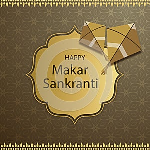 Illustration of Happy Makar Sankranti wallpaper with colorful kite string for festival of India