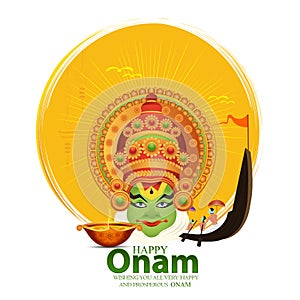 Illustration of Happy Onam festival of South India-Kerala photo