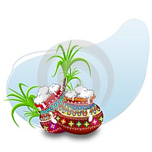 Illustration of Happy Pongal Holiday Harvest Festival of Tamil Nadu South India greeting background