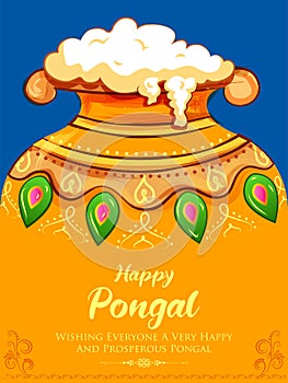 Happy Pongal Holiday Harvest Festival of Tamil Nadu South India greeting background photo